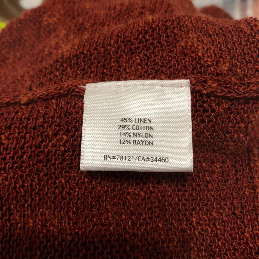 Eileen Fisher Rust Orange Open Front Cardigan - image 4
